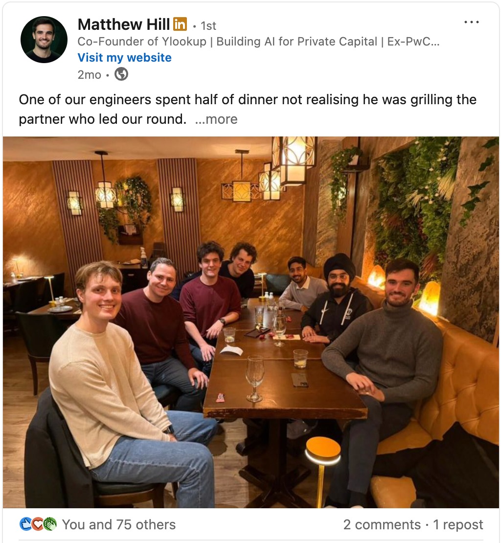 Matthew Hill LinkedIn post